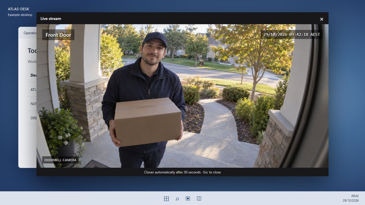 Front Door stream on an example desktop