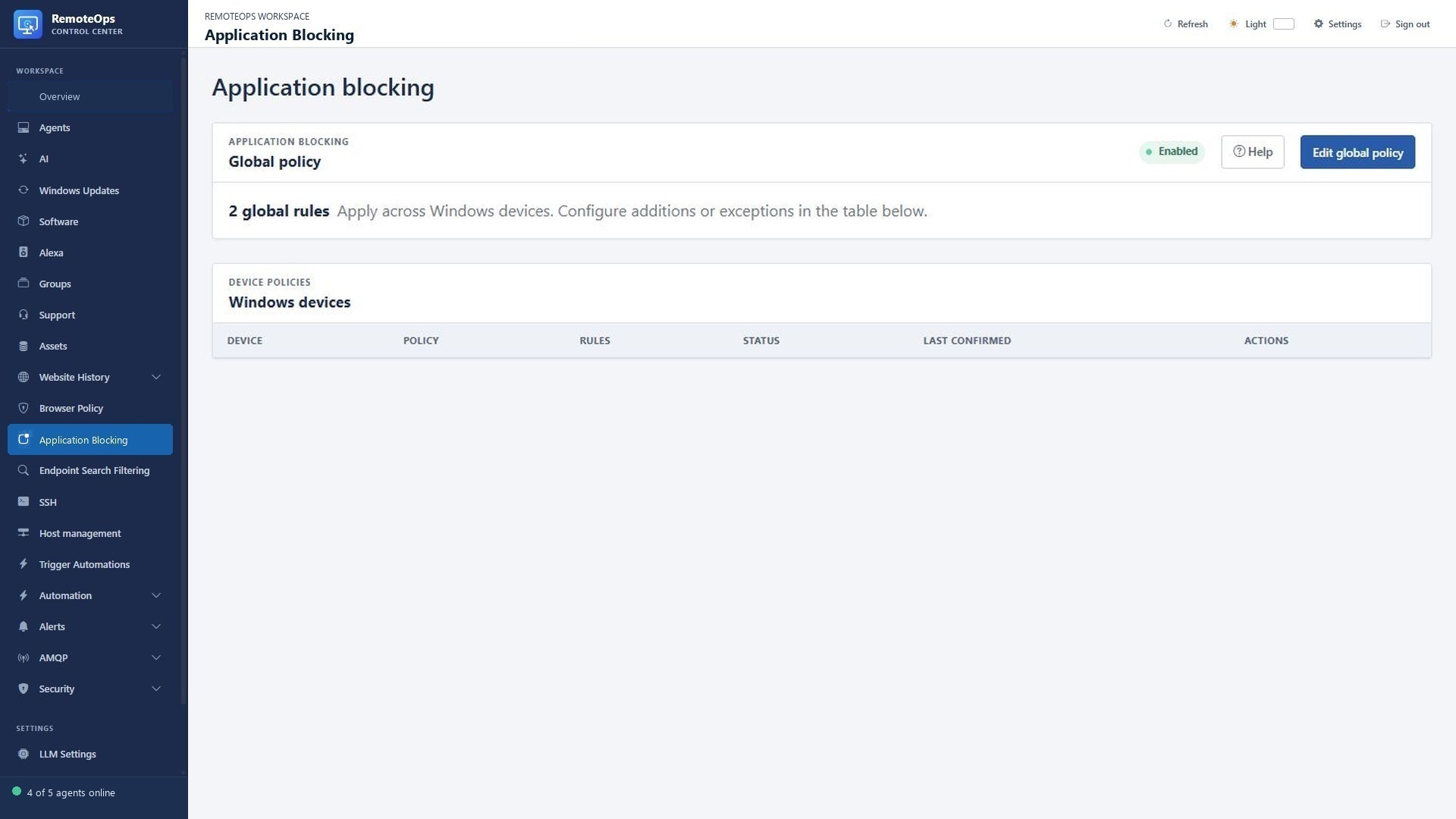 Windows application blocking