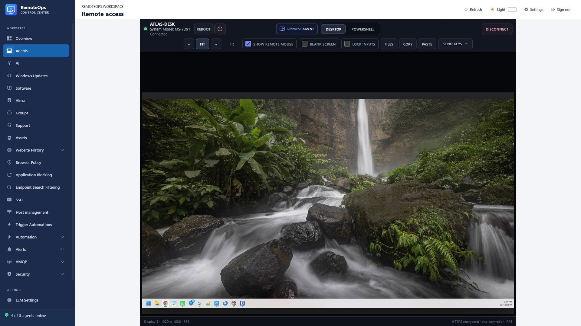 Remote desktop session