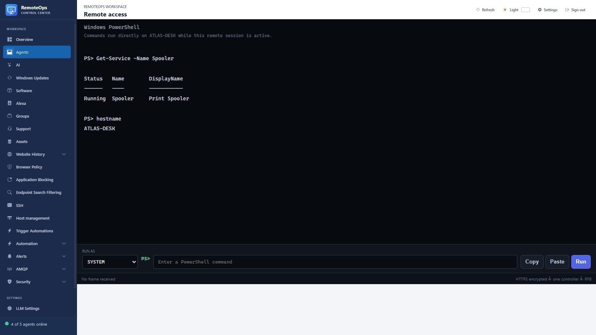 PowerShell console
