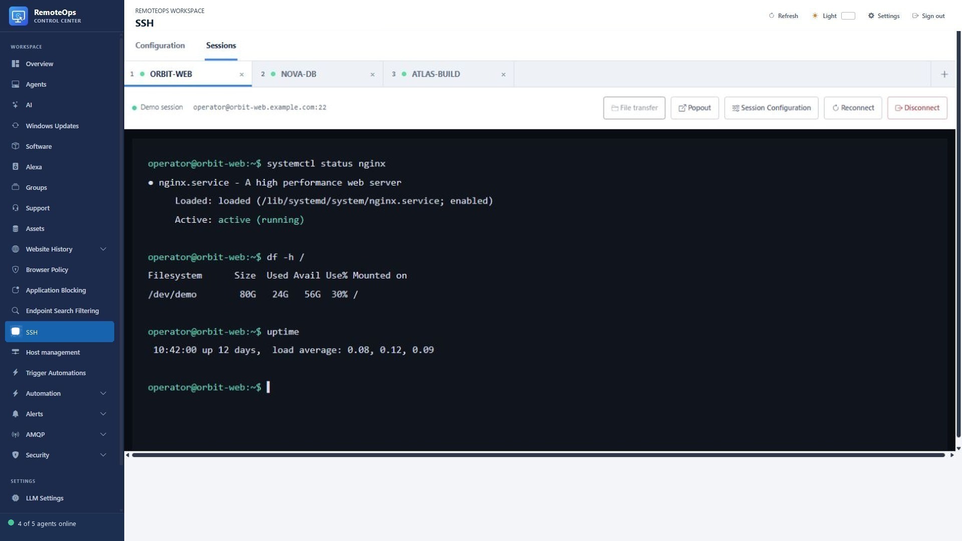 Tabbed SSH sessions